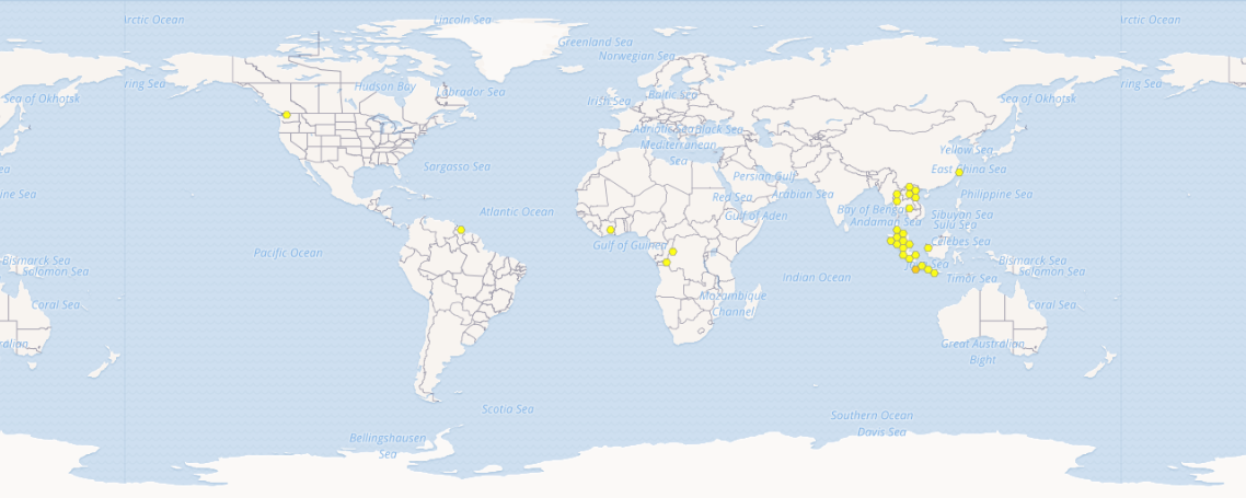 Prodotto da OpenStreetMap per GBIF the Global Biodiversity Information Facility